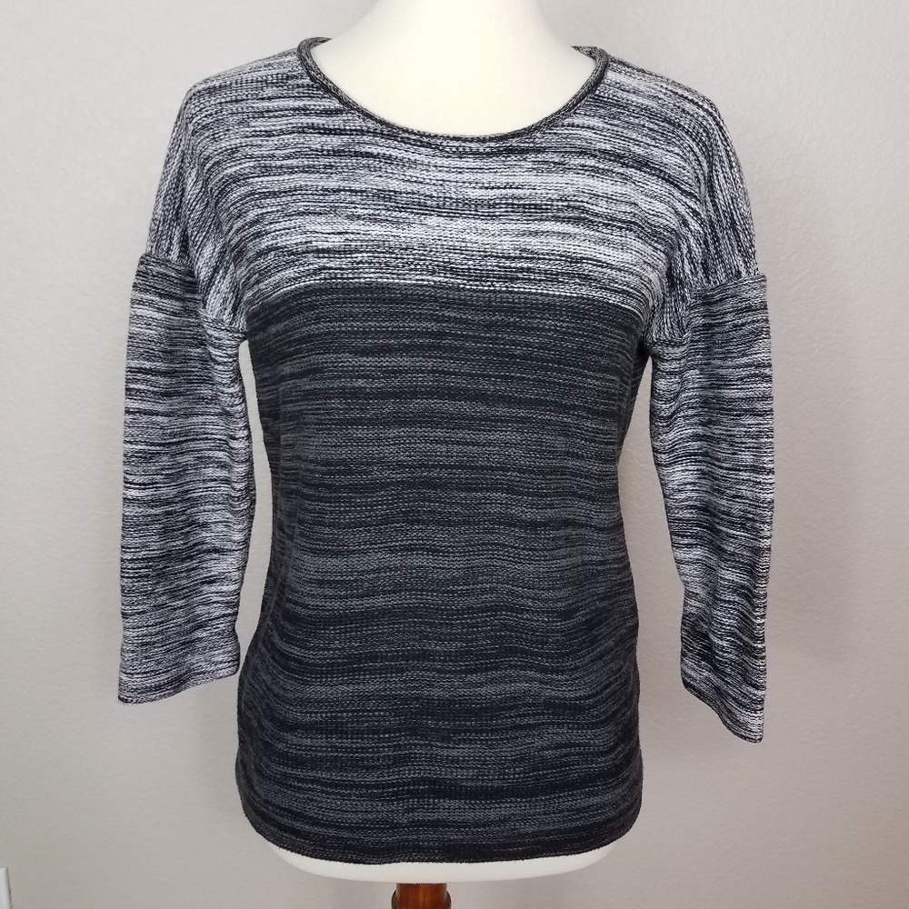 HOBBS 3/4 Sleeve Ombre Striped Sweater Size 6